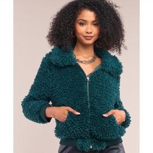 Faux Fur/Shearling Teddy Bomber Cropped Jacket